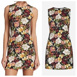 Alice + Olivia Wynell Fitted Dress in Juniper Floral Black | 10